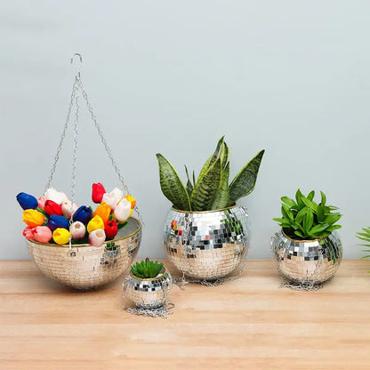 Boho Disco Ball Hanging Planter
