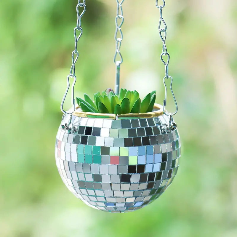 Boho Disco Ball Hanging Planter