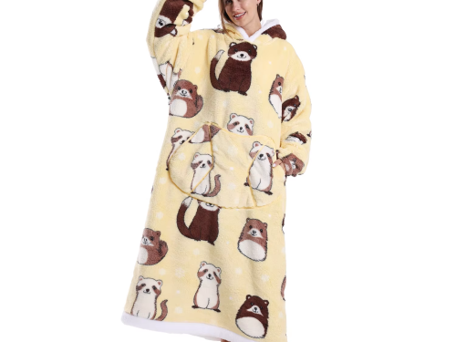 Oversized Warm Winter Fleece Fluffy Fuzzy Wearable Blanket Thick Hooded Blanket Hoodie Sweatshirt for Adults Men Women Christmas